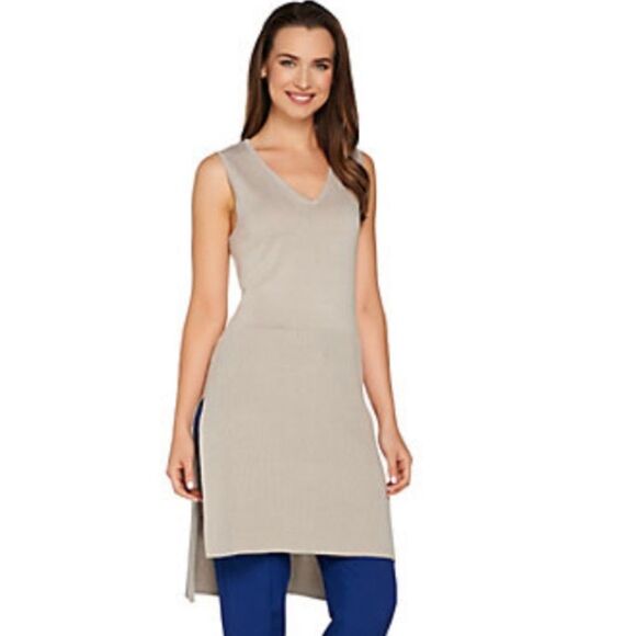 H by Halston QVC Sleeveless V-Neck Tunic with Slits New without Tags Size Small - Picture 5 of 7